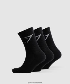 Gymshark Ireland J6J4BH1084 Gymshark Unisex Crew Socks 3pk Black
