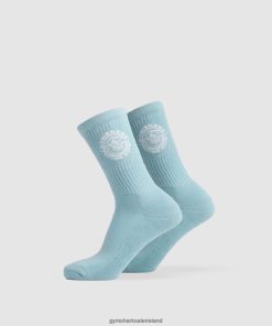 Gymshark Ireland J6J4BH1088 Gymshark Unisex Legacy Crew Socks 2pk Iceberg Blue/White