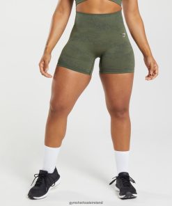 Gymshark Ireland J6J4BH14 Gymshark Women Adapt Camo Seamless Shorts Moss Olive/Core Olive
