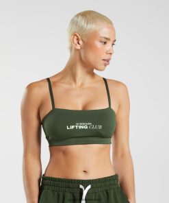 Gymshark Ireland J6J4BH195 Gymshark Women Social Club Bandeau Moss Olive