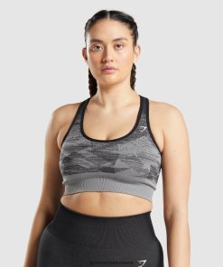 Gymshark Ireland J6J4BH198 Gymshark Women Adapt Ombre Seamless Sports Bra Triangle | Black Print