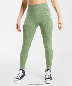 Gymshark Ireland J6J4BH307 Gymshark Women Adapt Animal Seamless Leggings Wild | Iguana Green