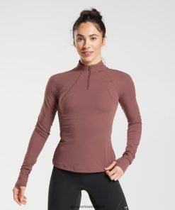Gymshark Ireland J6J4BH359 Gymshark Women Running 1/4 Zip Magenta Brown