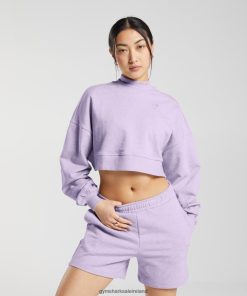Gymshark Ireland J6J4BH368 Gymshark Women Rest Day Sweats Cropped Pullover Aura Lilac Marl