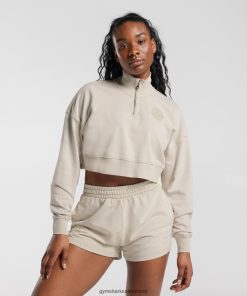 Gymshark Ireland J6J4BH380 Gymshark Women Collegiate 1/4 Zip Mushroom Brown