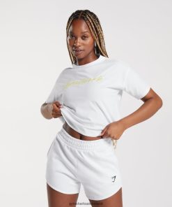 Gymshark Ireland J6J4BH414 Gymshark Women Embroidered Graphic Midi T-Shirt White
