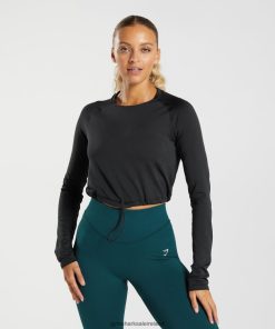 Gymshark Ireland J6J4BH430 Gymshark Women Sweat Seamless Long Sleeve Crop Top Black