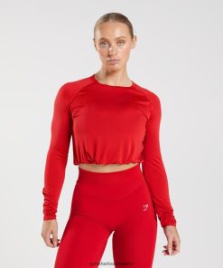 Gymshark Ireland J6J4BH439 Gymshark Women Sweat Seamless Long Sleeve Crop Top Salsa Red