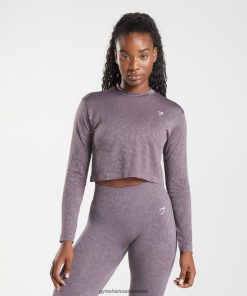 Gymshark Ireland J6J4BH472 Gymshark Women Adapt Animal Seamless Long Sleeve Top Wild | Musk Lilac