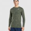 Gymshark Ireland J6J4BH599 Gymshark Men Geo Seamless Long Sleeve T-Shirt Core Olive/Black
