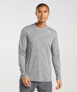 Gymshark Ireland J6J4BH605 Gymshark Men Arrival Long Sleeve T-Shirt Silhouette Grey/Light Grey Marl