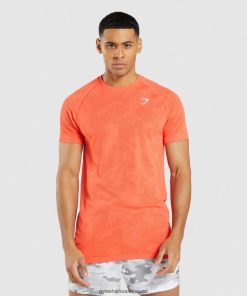 Gymshark Ireland J6J4BH668 Gymshark Men Geo Seamless T-Shirt Papaya Orange/Spicy Orange