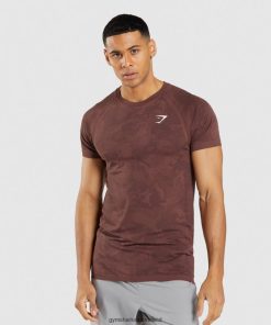 Gymshark Ireland J6J4BH674 Gymshark Men Geo Seamless T-Shirt Cherry Brown/Black