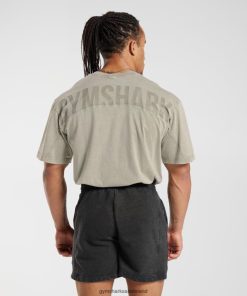 Gymshark Ireland J6J4BH689 Gymshark Men Power Washed T-Shirt Ecru Brown