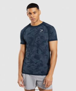 Gymshark Ireland J6J4BH719 Gymshark Men Geo Seamless T-Shirt Navy/Fog Blue