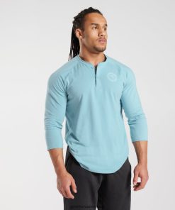 Gymshark Ireland J6J4BH749 Gymshark Men Legacy Henley Top Iceberg Blue