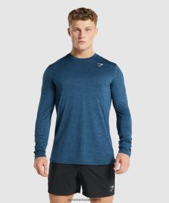 Gymshark Ireland J6J4BH755 Gymshark Men Arrival Marl Long Sleeve T-Shirt Navy Marl