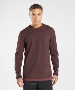 Gymshark Ireland J6J4BH839 Gymshark Men Retake Crew Cherry Brown Marl