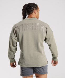 Gymshark Ireland J6J4BH860 Gymshark Men Power Washed Crew Ecru Brown