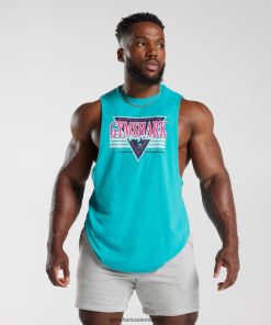 Gymshark Ireland J6J4BH893 Gymshark Men Retrowave Drop Arm Tank Aegean Blue