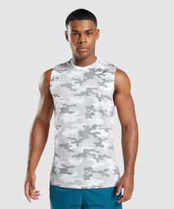 Gymshark Ireland J6J4BH905 Gymshark Men Arrival Sleeveless T-Shirt Light Grey Print
