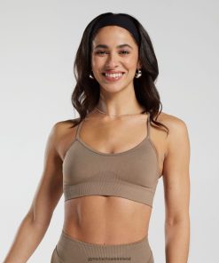 Gymshark Sale Ireland J6J4BH122 Gymshark Women Sweat Seamless Sports Bra Fossil Brown