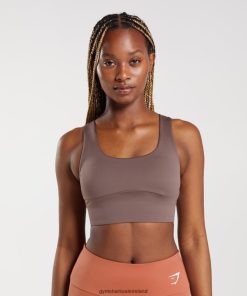 Gymshark Sale Ireland J6J4BH149 Gymshark Women Longline Sports Bra Truffle Brown