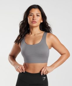 Gymshark Sale Ireland J6J4BH167 Gymshark Women Longline Sports Bra Titanium Grey
