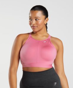Gymshark Sale Ireland J6J4BH170 Gymshark Women High Neck High Support Sports Bra Bloom Pink