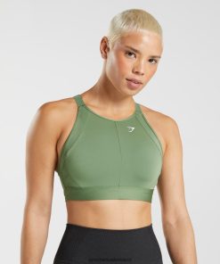 Gymshark Sale Ireland J6J4BH191 Gymshark Women High Neck High Support Sports Bra Iguana Green