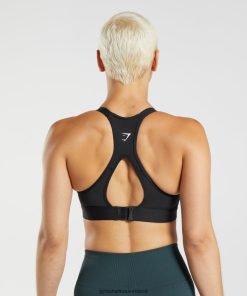 Gymshark Sale Ireland J6J4BH194 Gymshark Women Cut Out Back High Support Sports Bra Black
