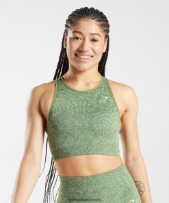 Gymshark Sale Ireland J6J4BH203 Gymshark Women Adapt Animal Seamless Sports Bra Wild | Iguana Green