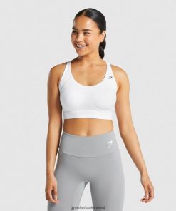 Gymshark Sale Ireland J6J4BH233 Gymshark Women Racer Back Sports Bra White