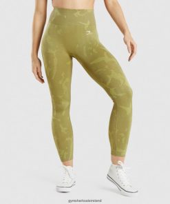 Gymshark Sale Ireland J6J4BH247 Gymshark Women Adapt Camo Seamless Leggings Savanna | Griffin Green