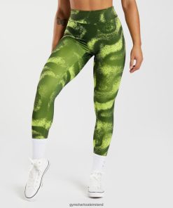Gymshark Sale Ireland J6J4BH293 Gymshark Women GS Power Original Leggings Moss Olive Print