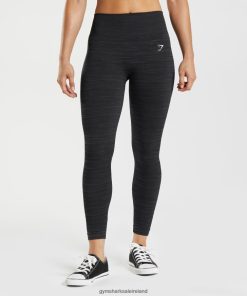 Gymshark Sale Ireland J6J4BH297 Gymshark Women Adapt Marl Seamless Leggings Black/Smokey Grey