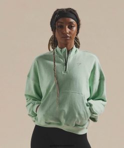 Gymshark Sale Ireland J6J4BH379 Gymshark Women Rest Day Sweats 1/2 Zip Pullover Refreshing Green Marl