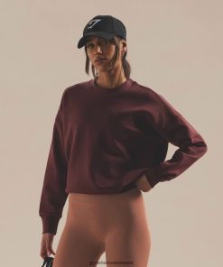 Gymshark Sale Ireland J6J4BH391 Gymshark Women Retake Sweat Crew Cherry Brown