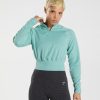 Gymshark Sale Ireland J6J4BH394 Gymshark Women 315 Long Sleeve Warmup Top Pearl Blue/Winter Teal Marl