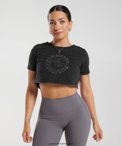 Gymshark Sale Ireland J6J4BH429 Gymshark Women Legacy Washed Crop Top Black