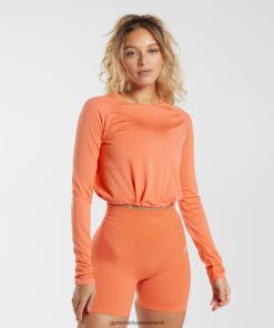 Gymshark Sale Ireland J6J4BH456 Gymshark Women Sweat Seamless Long Sleeve Crop Top Aerospace Orange