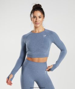 Gymshark Sale Ireland J6J4BH468 Gymshark Women Vital Seamless 2.0 Crop Top Evening Blue Marl