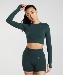 Gymshark Sale Ireland J6J4BH480 Gymshark Women Vital Seamless 2.0 Crop Top Woodland Green Marl