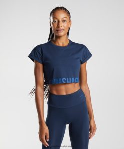 Gymshark Sale Ireland J6J4BH487 Gymshark Women Fraction Crop Top Navy