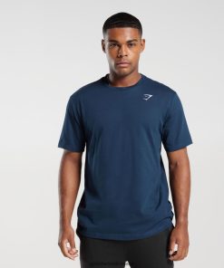 Gymshark Sale Ireland J6J4BH586 Gymshark Men Crest T-Shirt Navy