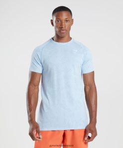 Gymshark Sale Ireland J6J4BH604 Gymshark Men Geo Seamless T-Shirt White/Moonstone Blue