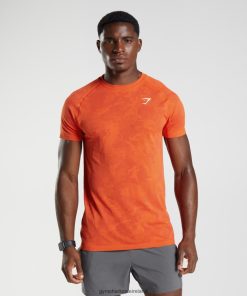 Gymshark Sale Ireland J6J4BH616 Gymshark Men Geo Seamless T-Shirt Pepper Red/Salsa Red