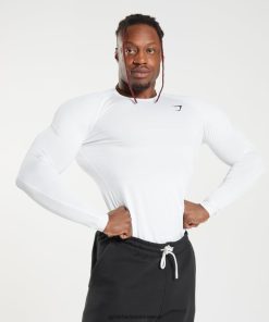 Gymshark Sale Ireland J6J4BH631 Gymshark Men Element Baselayer Long Sleeve T-Shirt White