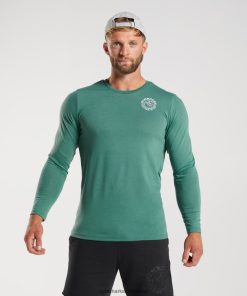 Gymshark Sale Ireland J6J4BH643 Gymshark Men Legacy Long Sleeve T-Shirt Hoya Green