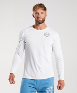 Gymshark Sale Ireland J6J4BH676 Gymshark Men Legacy Long Sleeve T-Shirt White